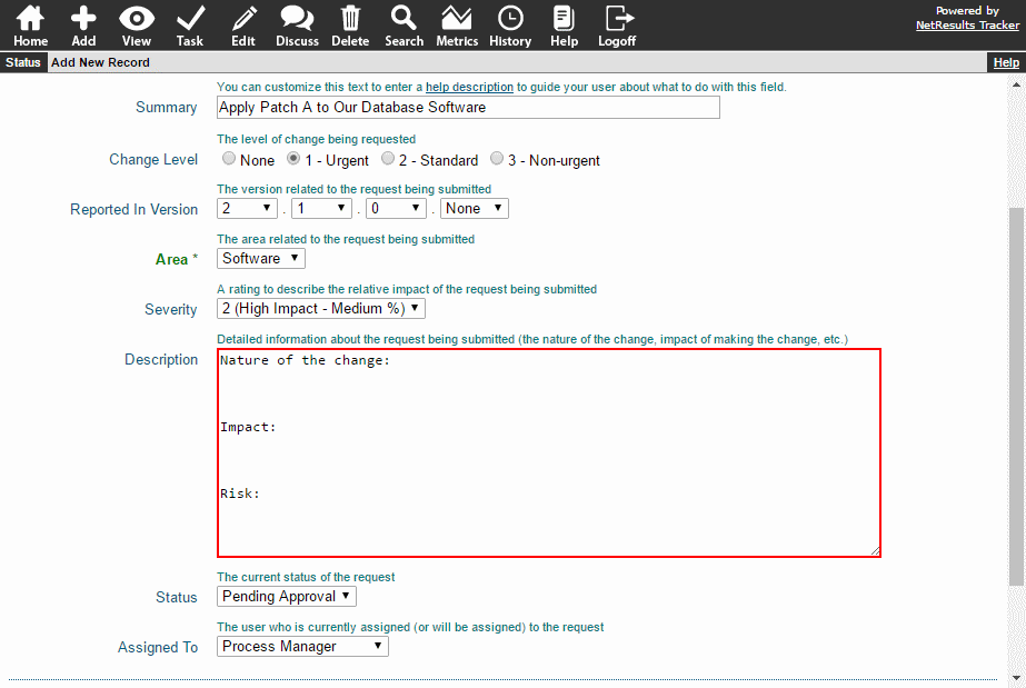 Initial Value in TextArea Field