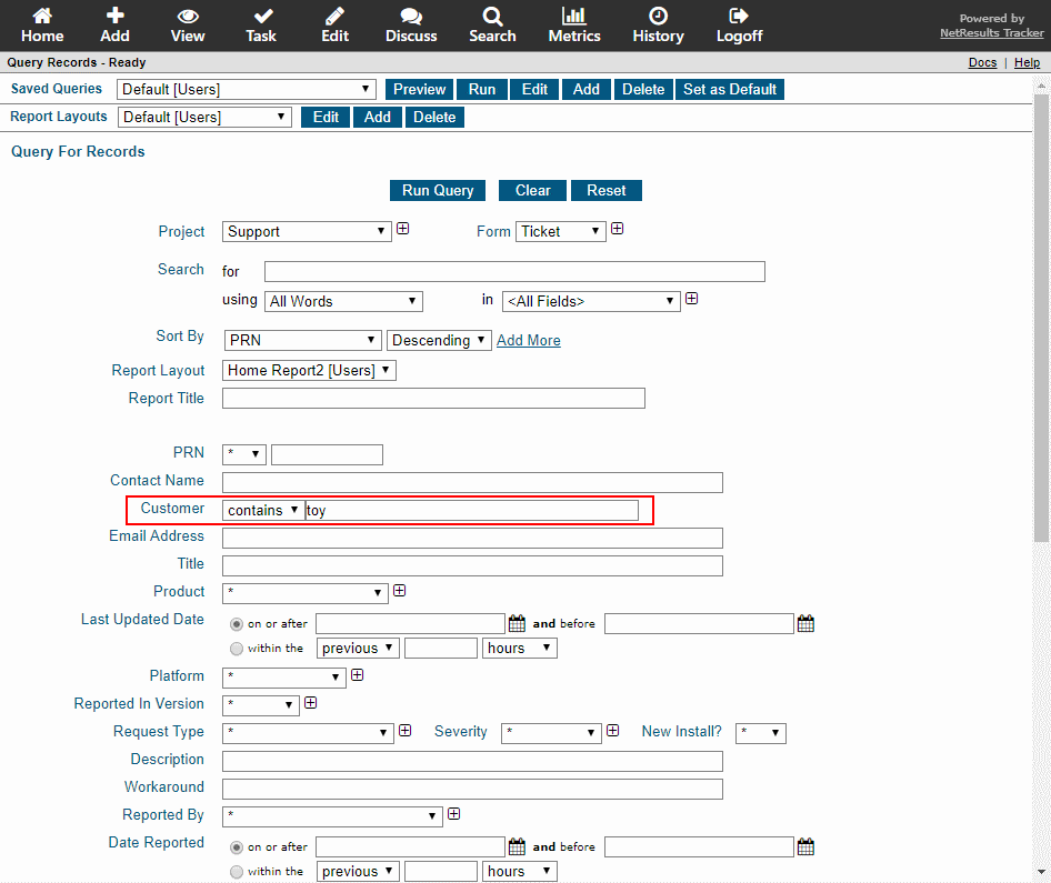 Key Word Search in a Link