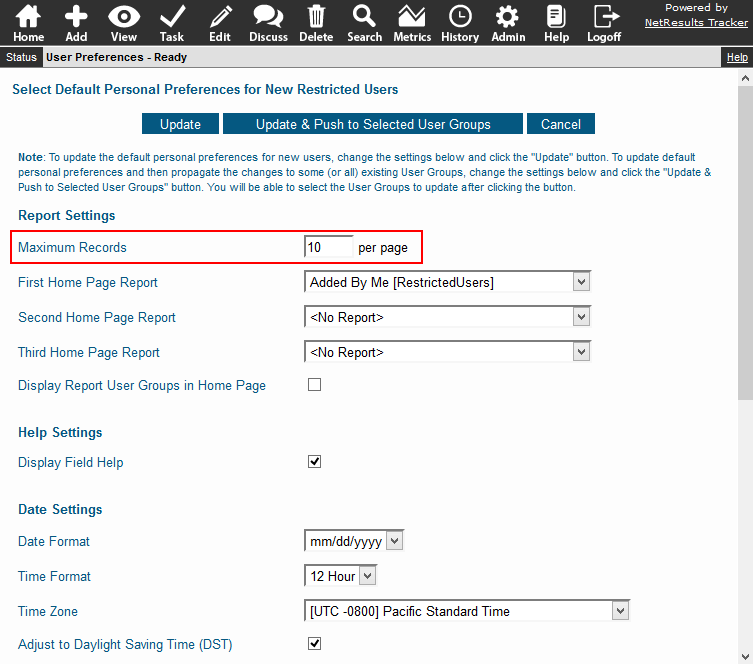 Maximum Records Per Page