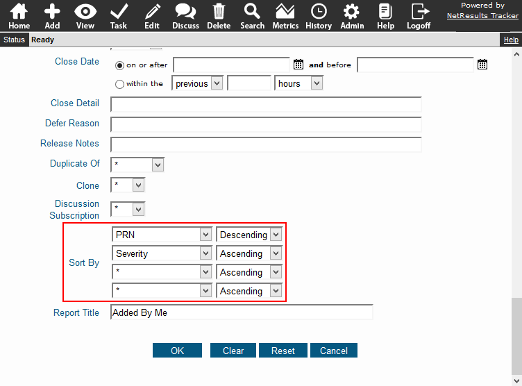 Sort Options