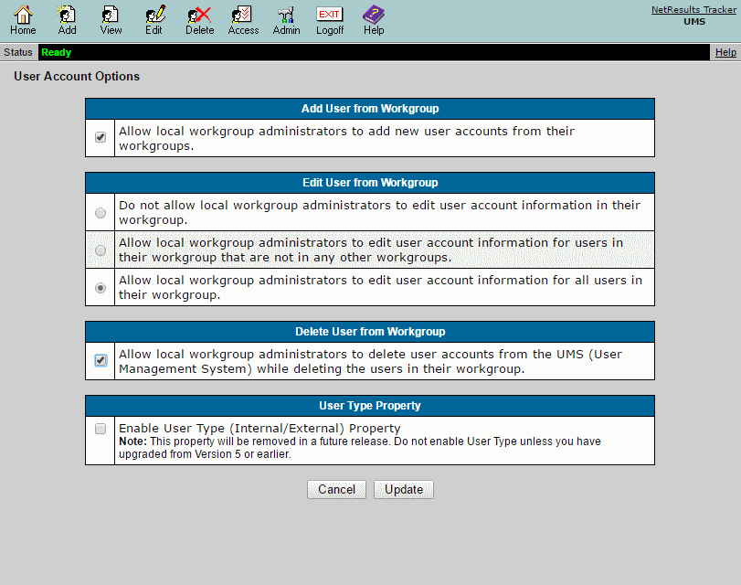 Singe Workgroup Settings